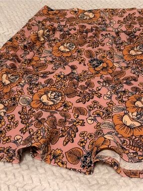 Agnes & Dora Pink Floral A-Line Skirt with Orange Accents